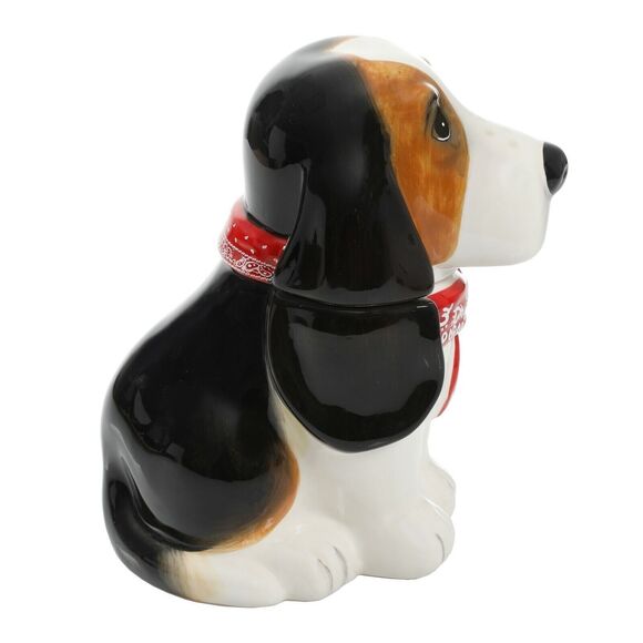 Pioneer Woman Henry Candy Jar Basset Hound Dog Red Bandana Earthenware 7.75" NEW - Picture 4 of 5